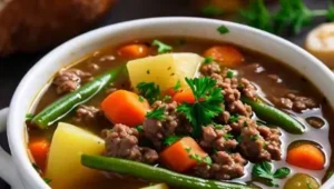 Easy Vegetable Soup with Ground Beef Recipe