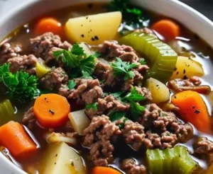 Easy Vegetable Soup with Ground Beef Recipe